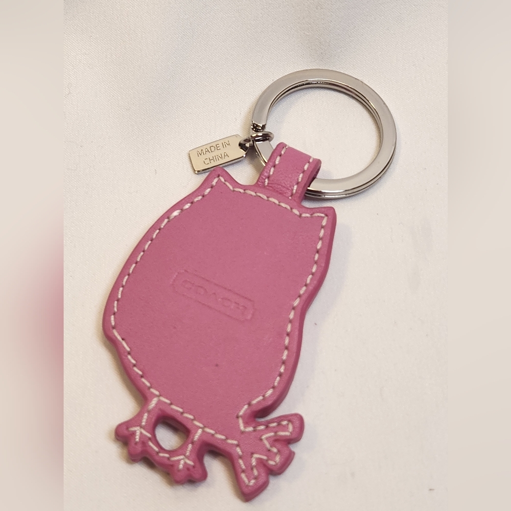 Coach RARE Leather Winking Love Owl Keychain (Model #93095) - Picture 3 of 3